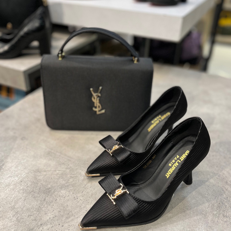 کفش مجلسی YSL کبریتی (کرمی/مشکی)