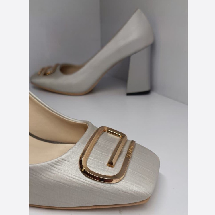 کفش زنانه مجلسی پاشنه 8سانت تخفیفی (نقره ای/سبز)